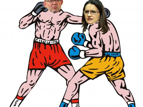 Chimo Puig i Monica Oltra boxejant