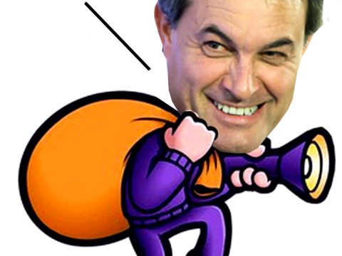 Caricatura d'Atur Mas furtant els documents valencians