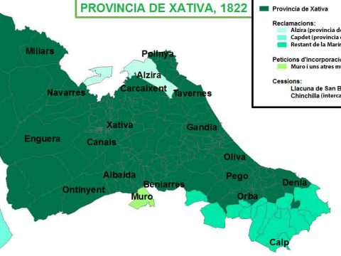 Mapa de l'antiga provincia de Xativa