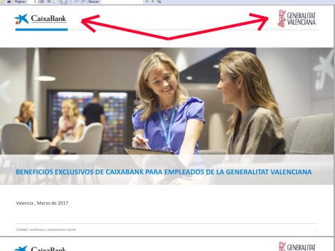 PDF de La Caixa en el logo de la Generalitat valenciana