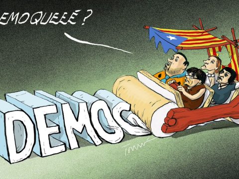 el govern catala com als Picapedra atropellant a la democracia
