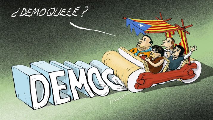el govern catala com als Picapedra atropellant a la democracia